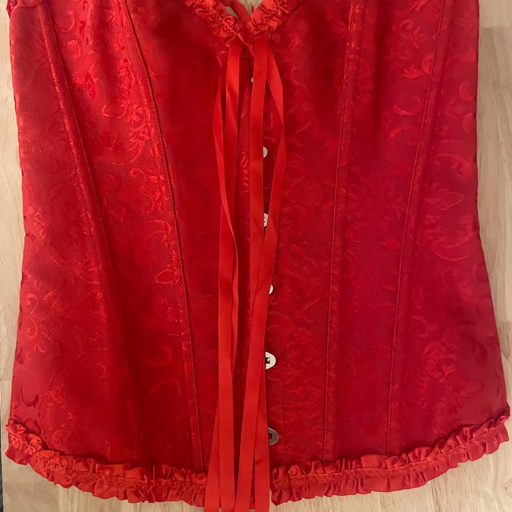 Red Satin Corset Top